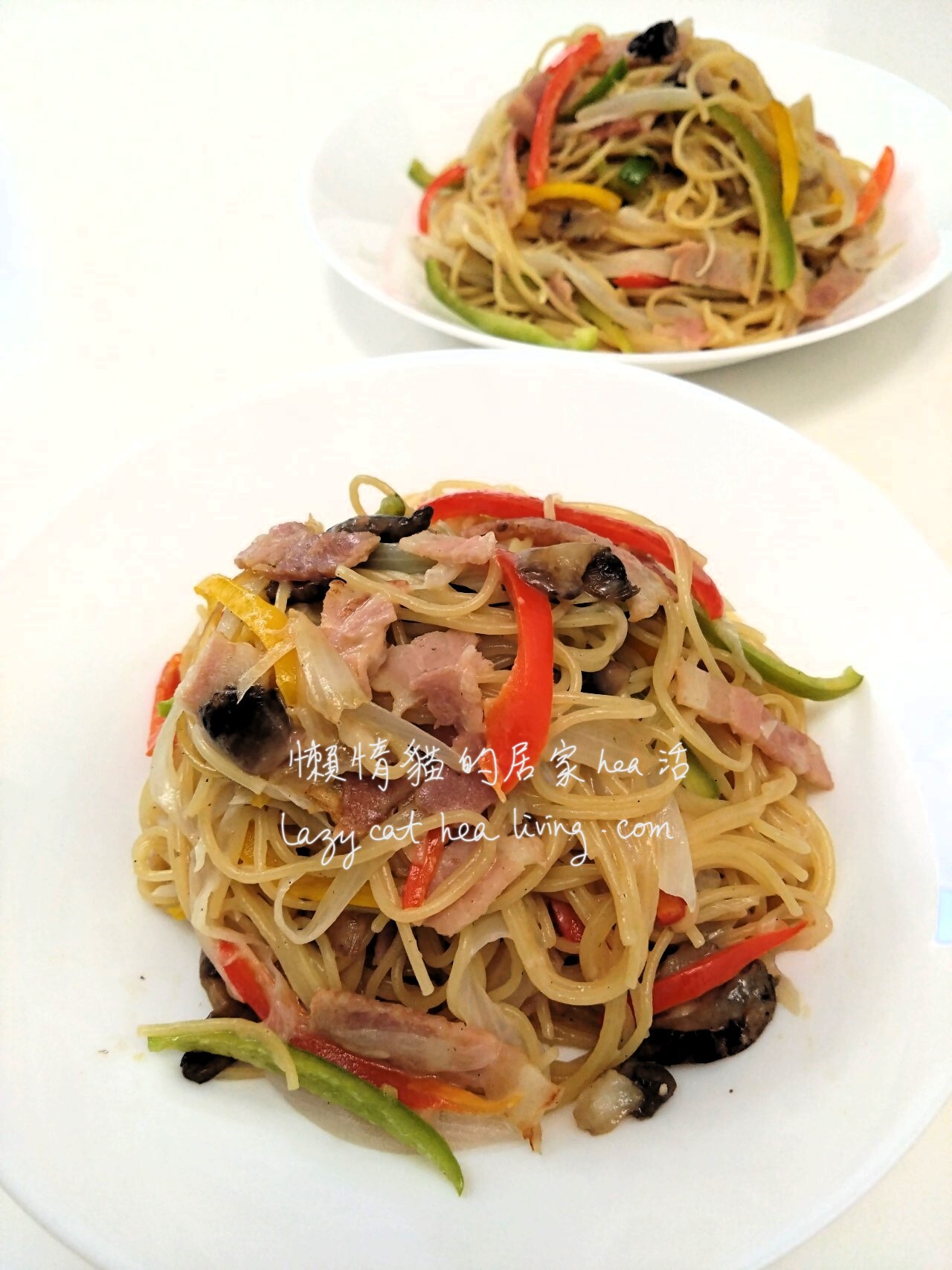 煙肉雜菜炒天使麵